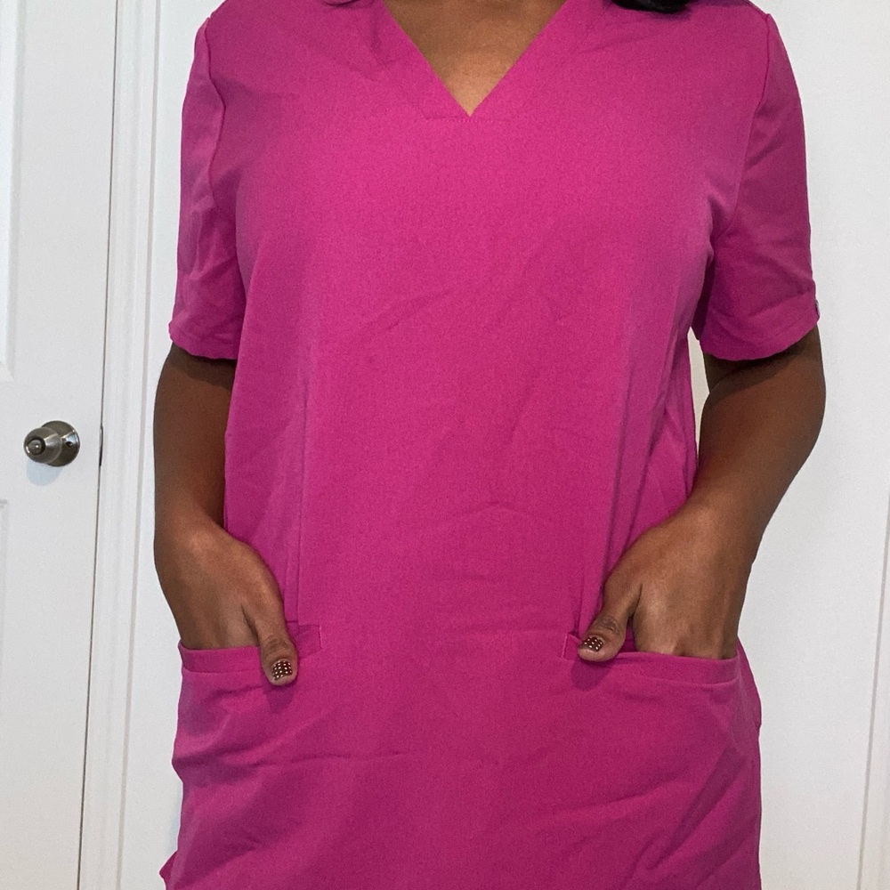 Fuchsia V-Neck Women's Scrub Top